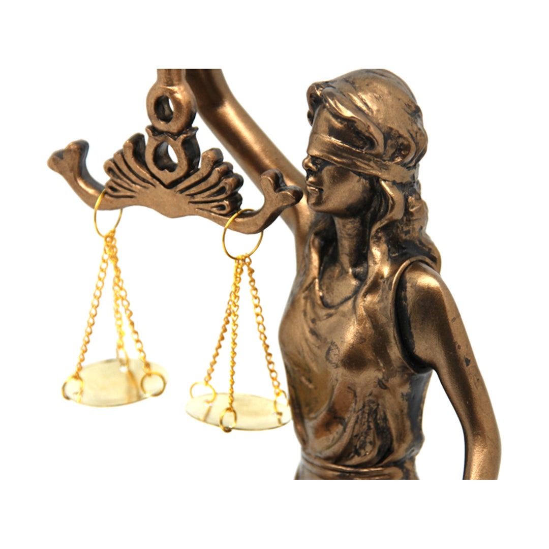 Figurines of Themis with scale and sword, book rests, Queen Isabel, 2 pieces