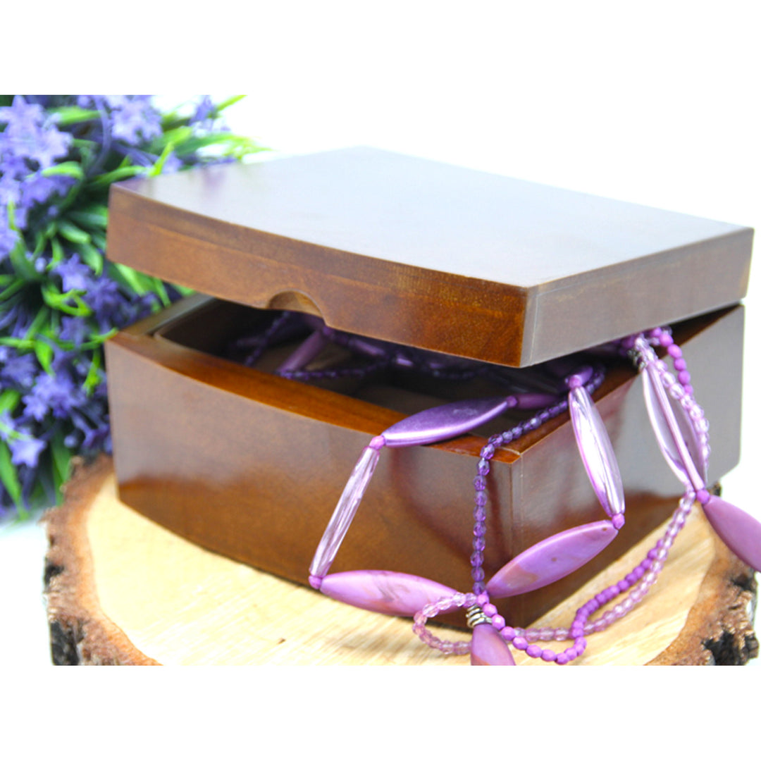 Jewelry box, wooden, brown, organizer, compartments, Queen Isabel