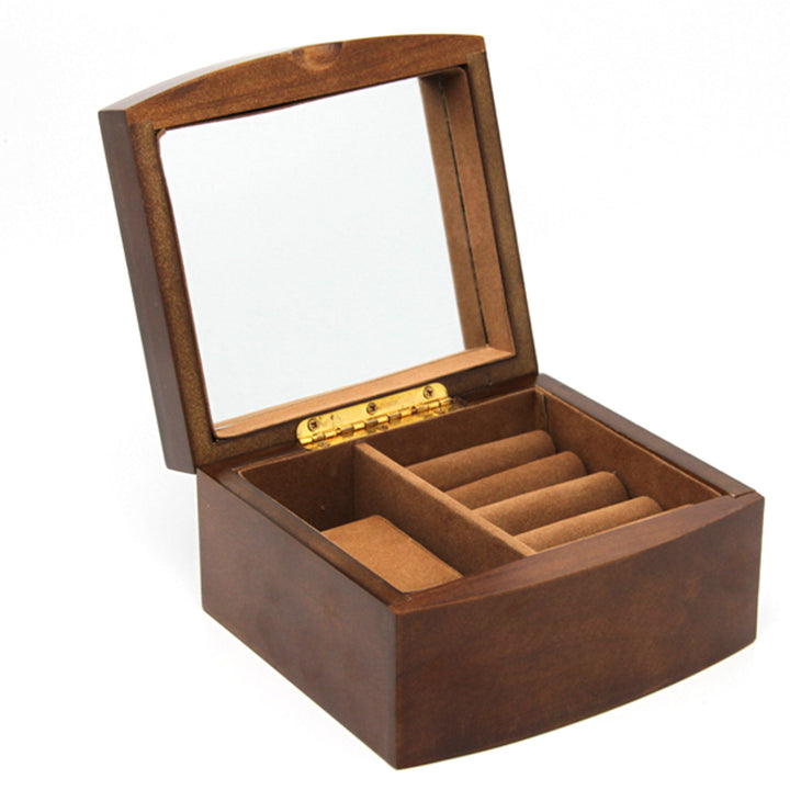 Jewelry box, wooden, brown, organizer, compartments, Queen Isabel