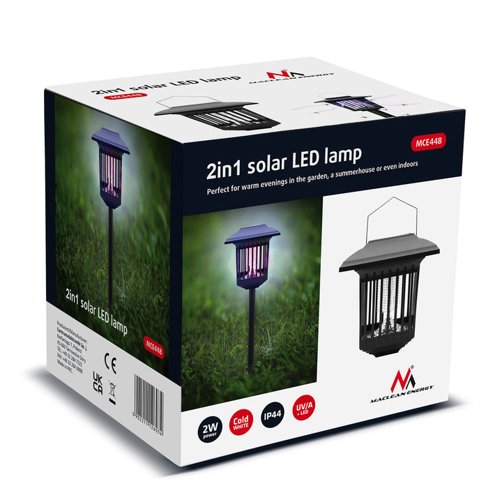 Maclean Solar LED Insecticide Light, IP44, LED/UV, 2*AA Ni-MH 200 mAh battery, solar 2V DC MCE448, 4 pieces