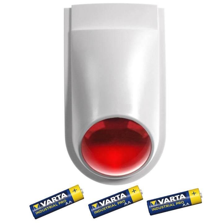 Dummy alarm siren with LED, AL2030 + 3x AA battery Varta Industrial