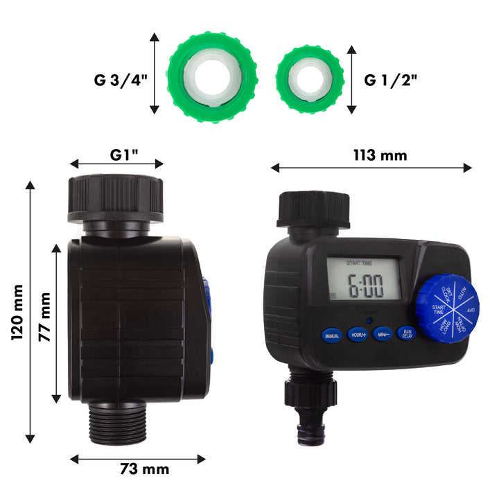 GreenBlue electronic irrigation controller, programmer, power supply 2x1.5V AA, GB390 + 2x Varta Industrial AA alkaline battery