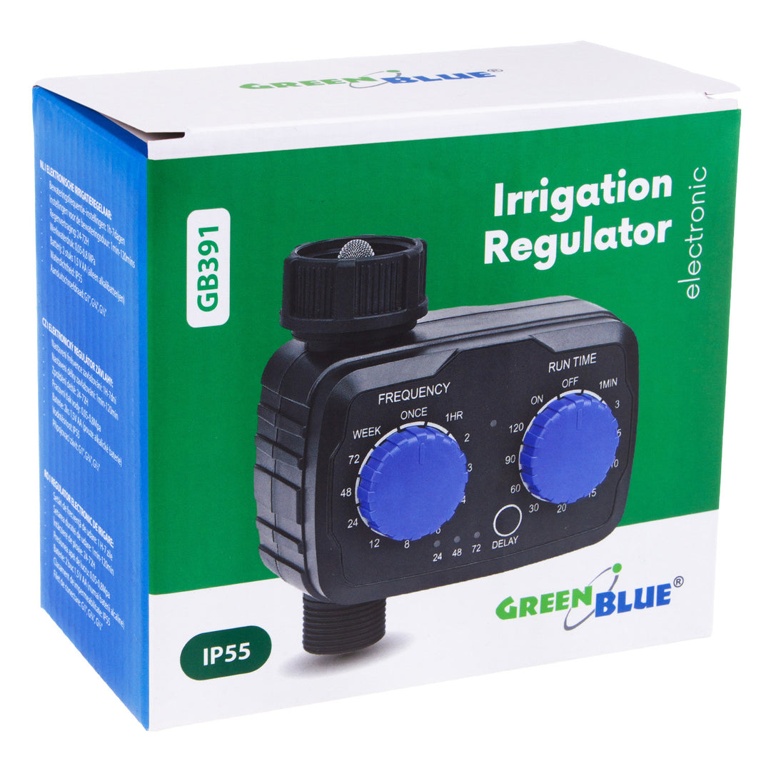 GreenBlue electronic irrigation controller, programmer, power 2x 1.5V AA, GB391 + 2x Varta Industrial AA alkaline battery