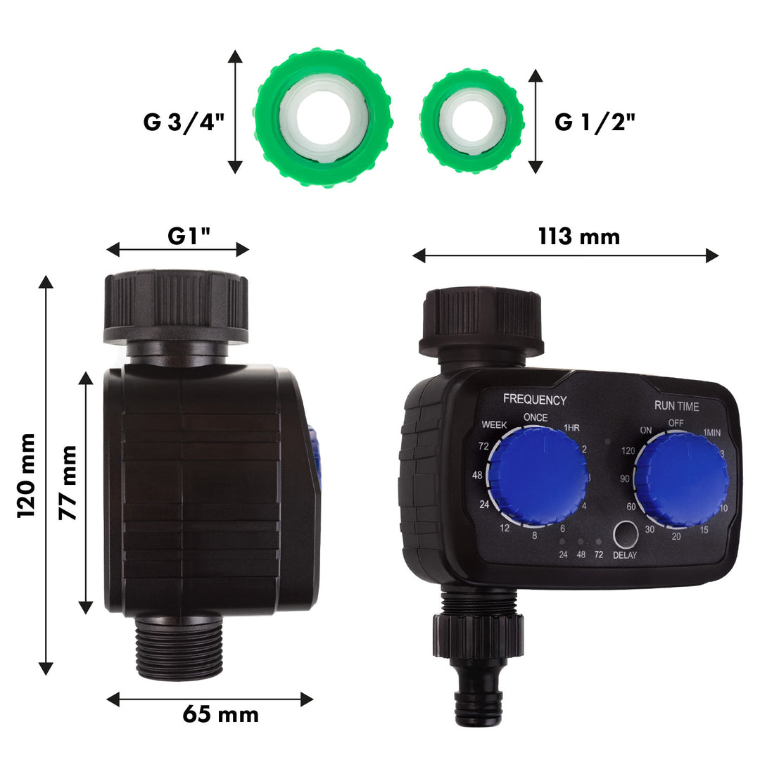 GreenBlue electronic irrigation controller, programmer, power 2x 1.5V AA, GB391 + 2x Varta Industrial AA alkaline battery