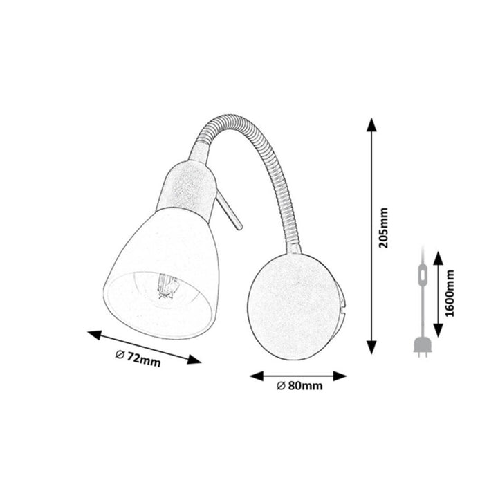 Rabalux wall lamp, spot, E14 bulb thread, IP20, black, Soma