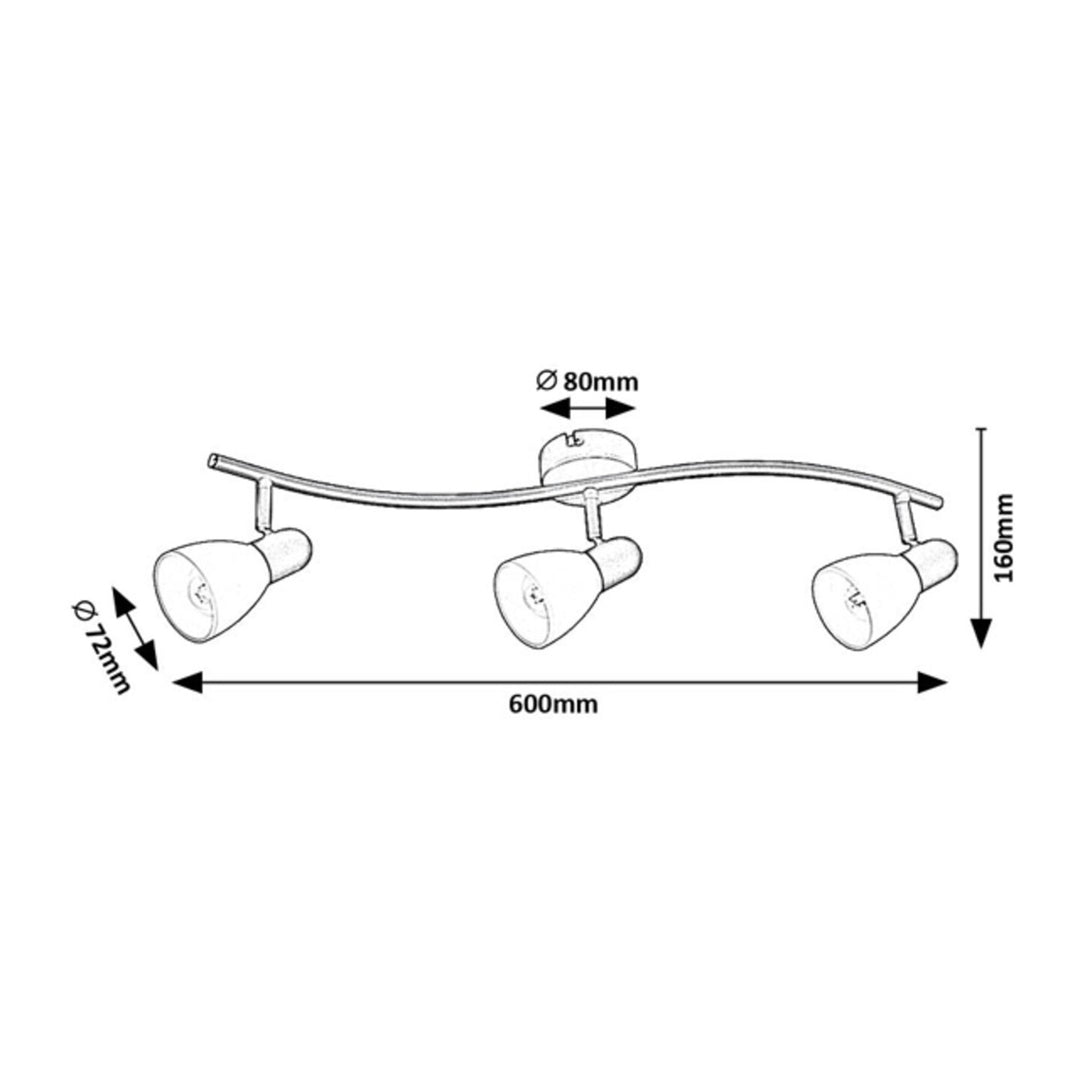 Rabalux ceiling lamp, spot, 3x E14 bulb thread, IP20, black, Soma