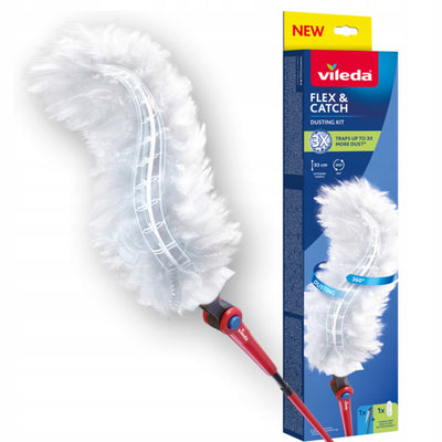 Vileda Flex&Catch dust broom, long handle, 1 refill included, anti-slip, flexible head, 179434
