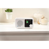 Blaupunkt portable radio, DAB+ digital radio and FM tuner, Bluetooth, headphone output, 2.4 inch color display, clock and alarm function, battery powered and charged via USB-C, DR8WH