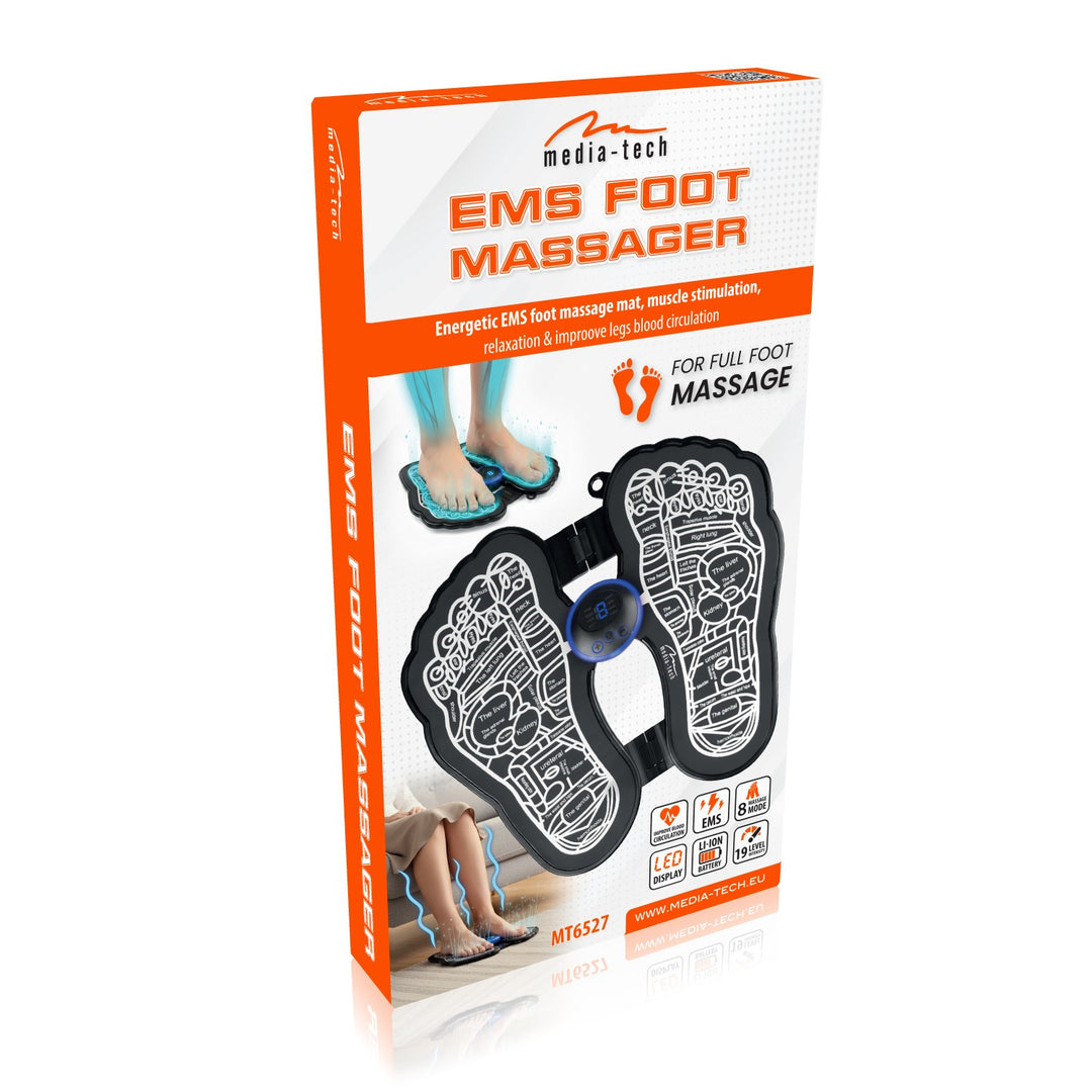 Media-Tech Foot Massager, EMS (Electrical Muscle Stimulation) massage, 8 modes, 19 intensity levels, MT6527