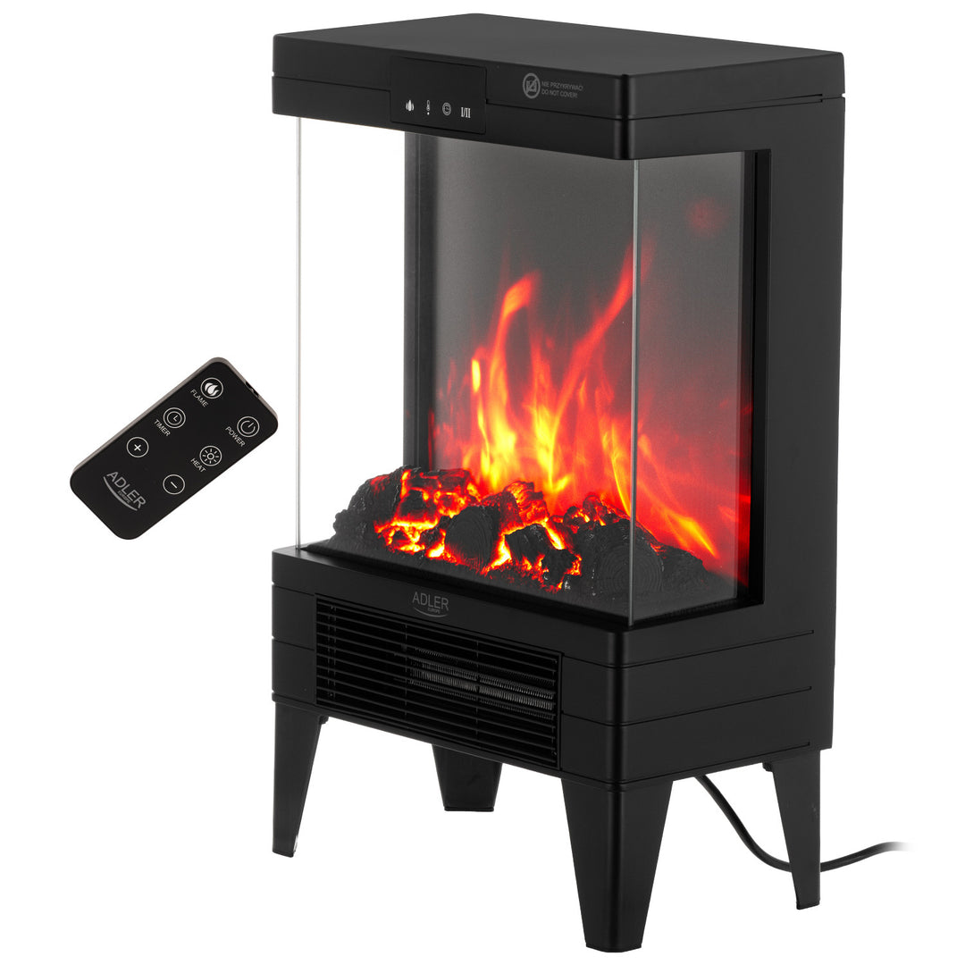 LED electric fireplace with remote control, 2 heating powers 1000W/2000W, thermostat, Adler AD 7755