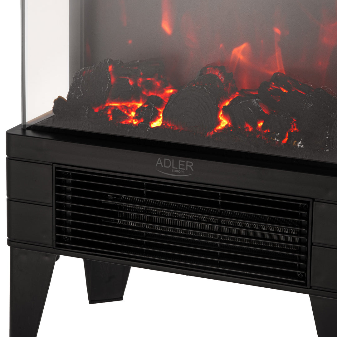 LED electric fireplace with remote control, 2 heating powers 1000W/2000W, thermostat, Adler AD 7755