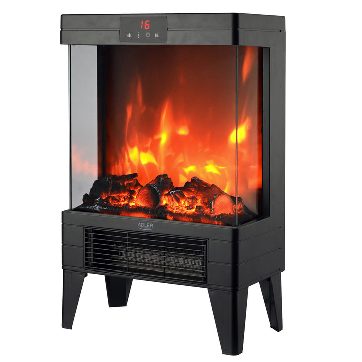 LED electric fireplace with remote control, 2 heating powers 1000W/2000W, thermostat, Adler AD 7755