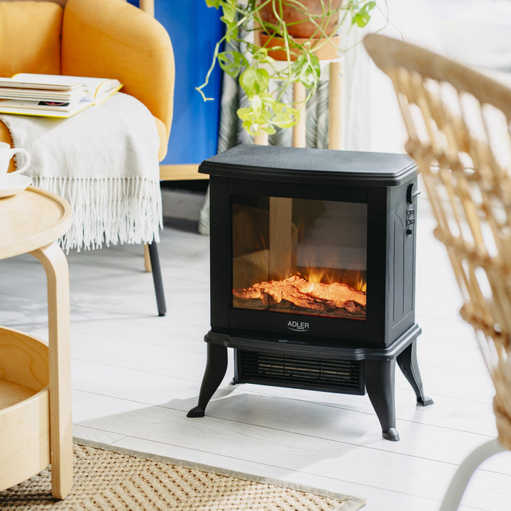Adler electric fireplace, 2 heating levels, max power 1800W, thermostat, 3D flame effect, AD 7754