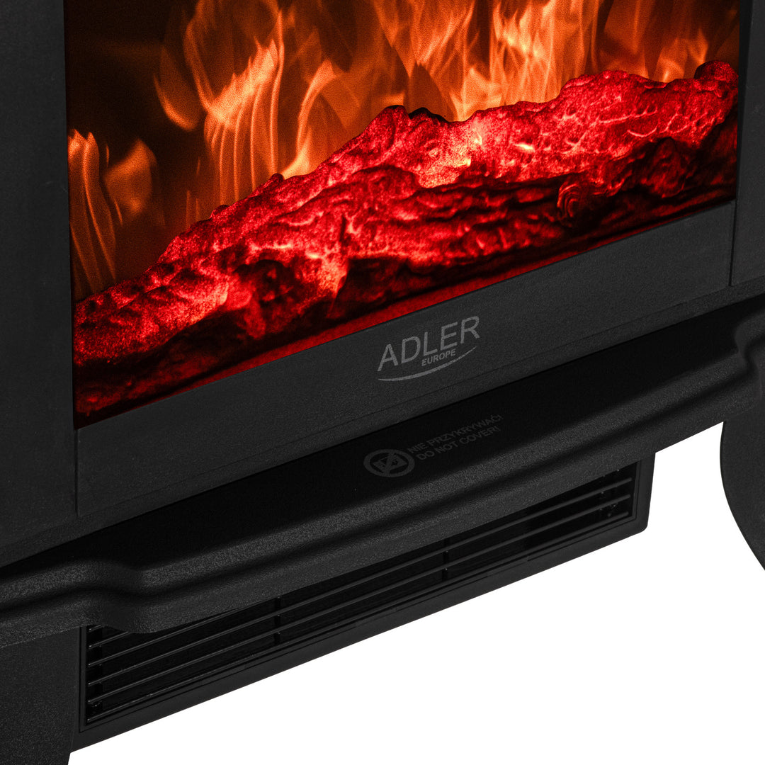 Adler electric fireplace, 2 heating levels, max power 1800W, thermostat, 3D flame effect, AD 7754