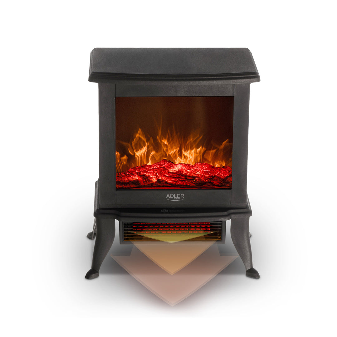 Adler electric fireplace, 2 heating levels, max power 1800W, thermostat, 3D flame effect, AD 7754