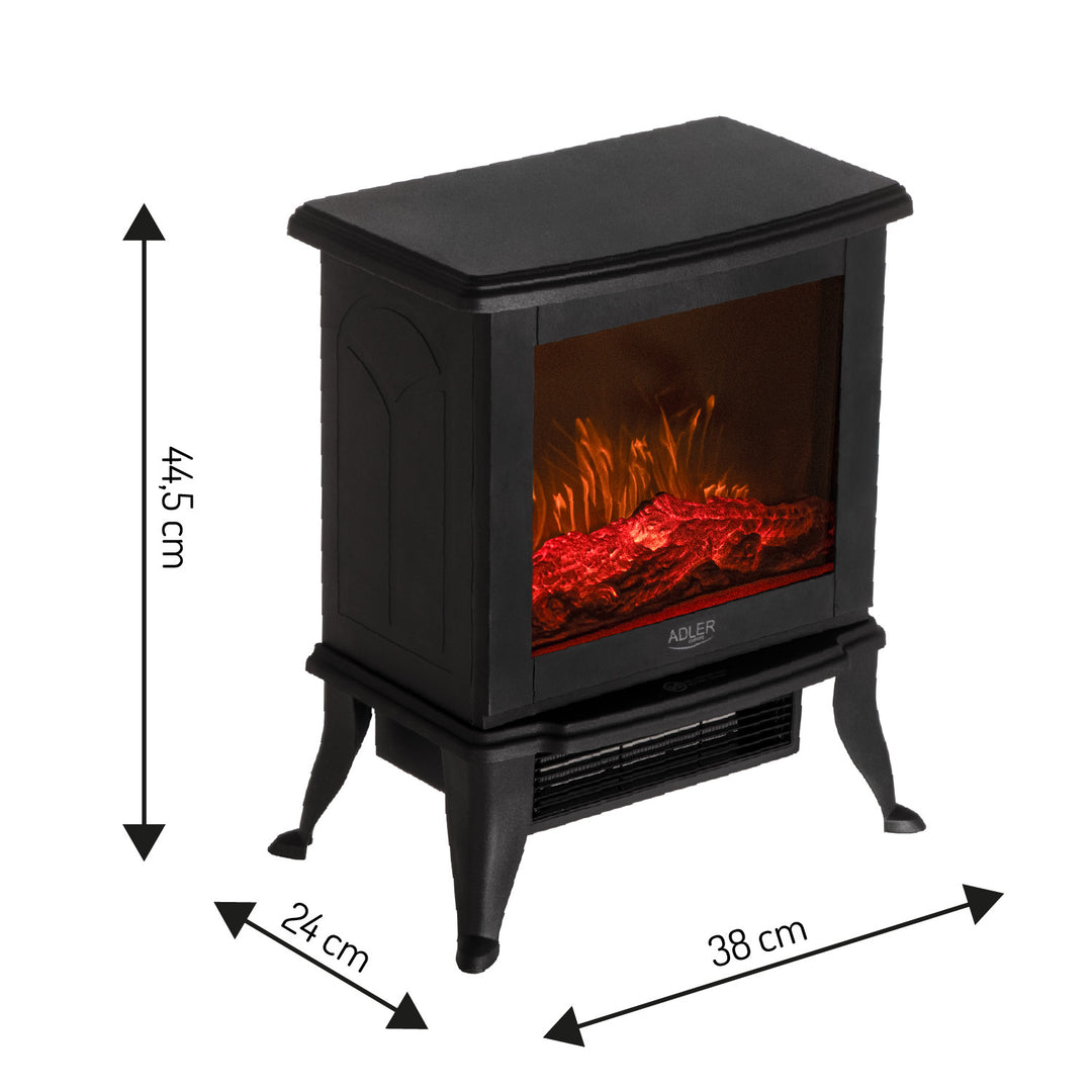 Adler electric fireplace, 2 heating levels, max power 1800W, thermostat, 3D flame effect, AD 7754