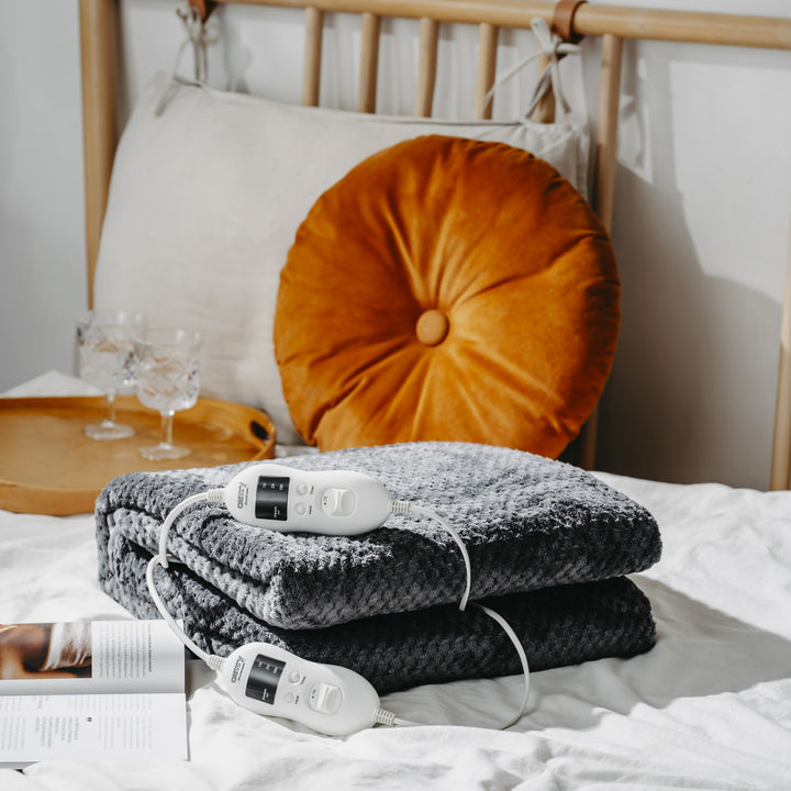 Camry electric blanket, for 2 people, dimensions 150x160cm, 8 heating levels, power 2 x 60W, grey, CR 7417