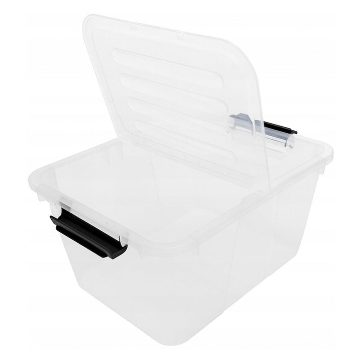 Plast Team Home Box Flex 15L double lid container, folding lid, safety clips, transparent, 23010800