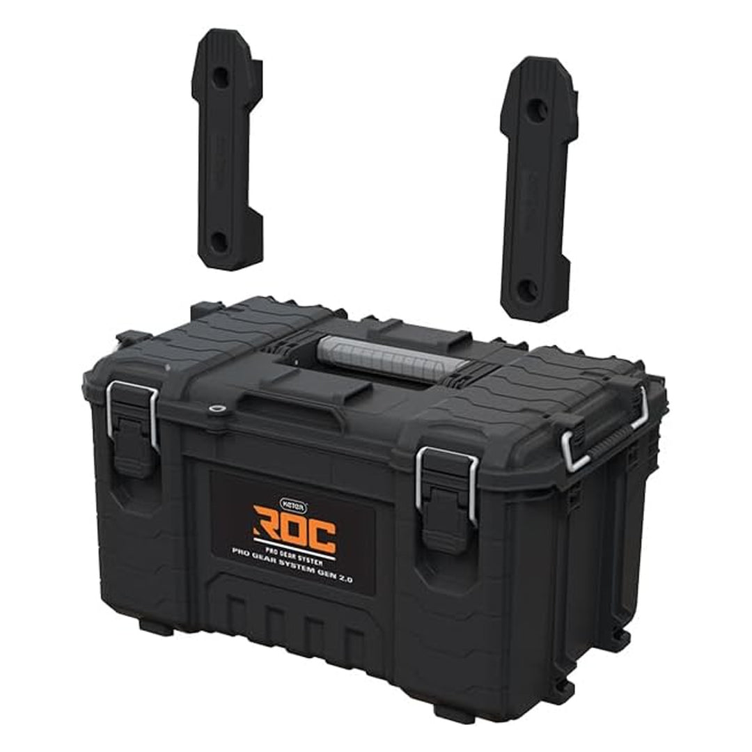Keter ROC Pro Gear 2.0 Tool Box, 54 kg load capacity, features Pro Mount handles, includes an organizer, can be mounted on the wall, 256984