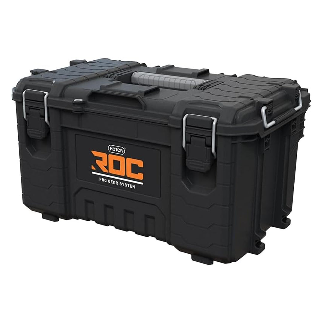 Keter ROC Pro Gear 2.0 Tool Box, 54 kg load capacity, features Pro Mount handles, includes an organizer, can be mounted on the wall, 256984