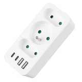 Current socket x3 + 4xUSB Maclean, splitter with 3 sockets, 2xUSB A, 2xUSB C PD 20W, 1x16A + 2x6A, MCE248 F/W, 2 pieces