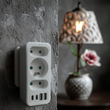Current socket x3 + 4xUSB Maclean, splitter with 3 sockets, 2xUSB A, 2xUSB C PD 20W, 1x16A + 2x6A, MCE248 F/W, 2 pieces