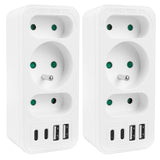 Current socket x3 + 4xUSB Maclean, splitter with 3 sockets, 2xUSB A, 2xUSB C PD 20W, 1x16A + 2x6A, MCE248 F/W, 2 pieces