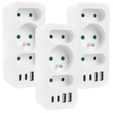 Current socket x3 + 4xUSB Maclean, splitter with 3 sockets, 2xUSB A, 2xUSB C PD 20W, 1x16A + 2x6A, MCE248 F/W, 3 pieces