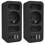 Current socket x3 + 4xUSB Maclean, splitter with 3 sockets, 2xUSB A, 2xUSB C PD 20W, 1x16A + 2x6A, MCE248 F/B, 2 pieces