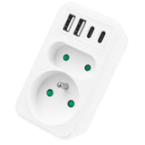 Current socket x2 + 4xUSB Maclean, splitter with 2 sockets, 2xUSB A, 2xUSB C PD 20W, 1x16A + 1x6A, MCE249 F/W, 3 pieces