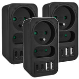Maclean current socket x2 + 4xUSB, splitter with 2 sockets, 2xUSB A, 2xUSB C PD 20W, 1x16A + 1x6A, MCE249 F/B, 3 pieces