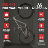 Maclean Wall-Mounted Bike Rack / Hanger, max. load 35 kg, adjustable tilt angle, steel, MC-171