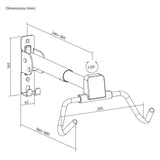 Maclean Horizontal Wall-Mounted Bike Rack, Steel, Max. Load 30 kg, Adjustable Angle, MC-172