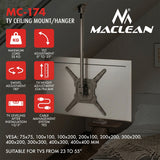 Maclean Ceiling Mount for TV, max. load 35 kg, 23–55", max. VESA 400x400, MC-174
