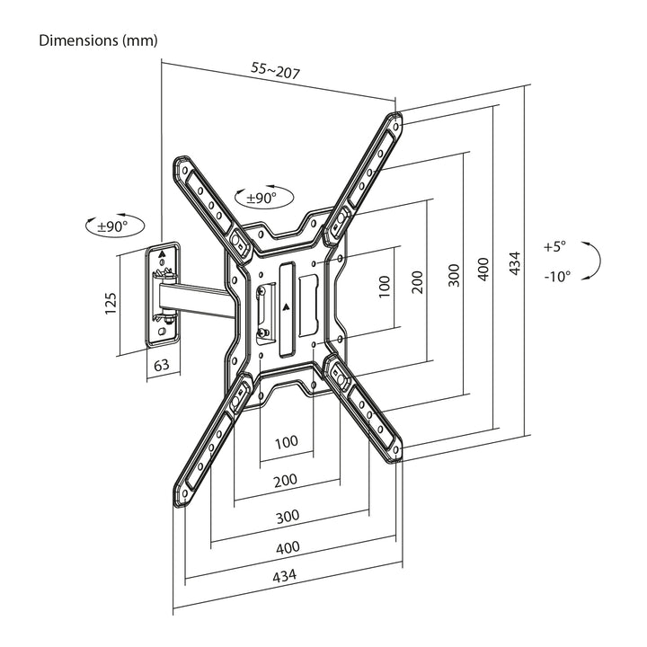 Maclean TV or Monitor Mount / Bracket, max. 23–65", max. load 30 kg, universal, max. VESA 400x400, MC-758 N