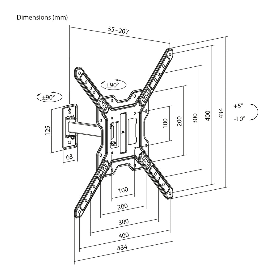 Maclean TV or Monitor Mount / Bracket, max. 23–65", max. load 30 kg, universal, max. VESA 400x400, MC-758 N