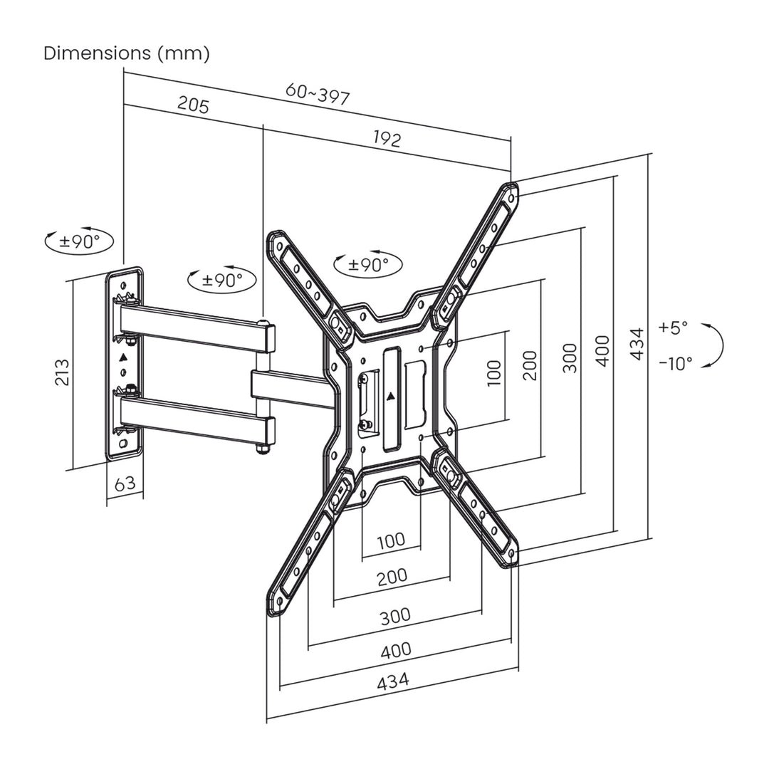 Maclean TV or Monitor Mount / Bracket, max. 23–65", max. load 30 kg, universal, max. VESA 400x400, MC-759 N
