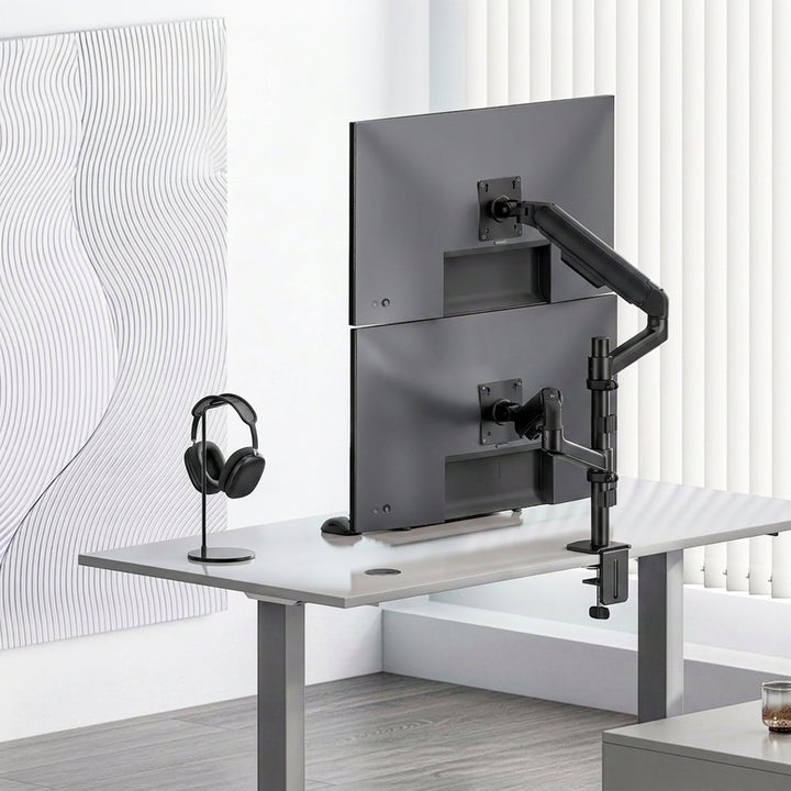 Ergo Office Mount / Holder for 2 Monitors, Gas Spring, 17"-32", 1-10 kg, Matte Black, ER-692 B