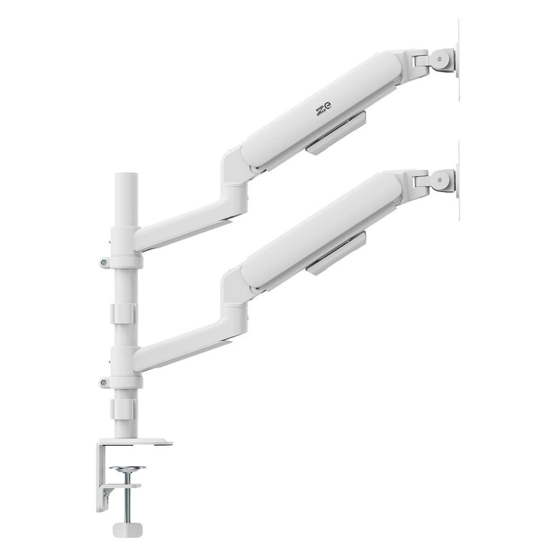 Ergo Office Mount/Hanger for 2 Monitors, Gas Spring, 17"-32", 1-10 kg, Matte White, ER-692 W