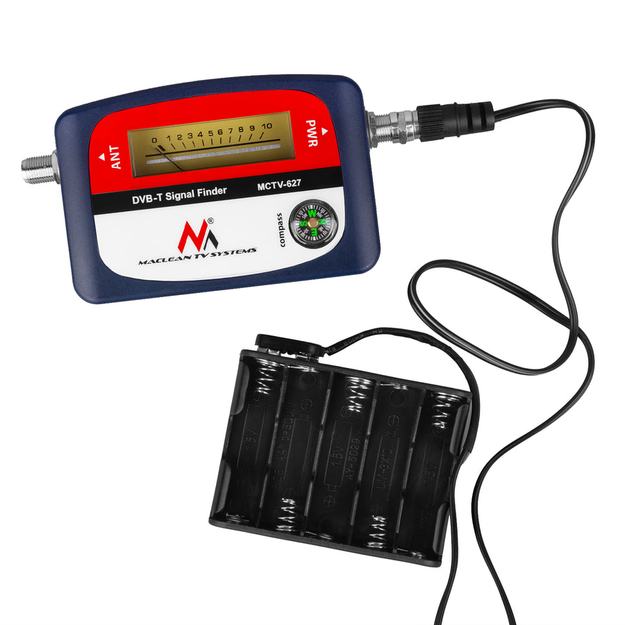 Maclean DVB-T TV meter, case, cable 25 cm F-F, MCTV-627 + 10x AA Varta Industrial battery
