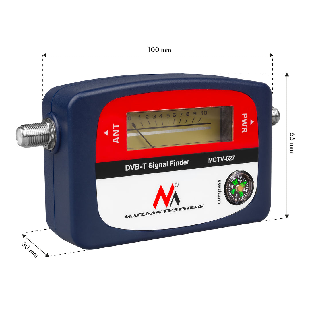 Maclean DVB-T TV meter, case, cable 25 cm F-F, MCTV-627 + 10x AA Varta Industrial battery