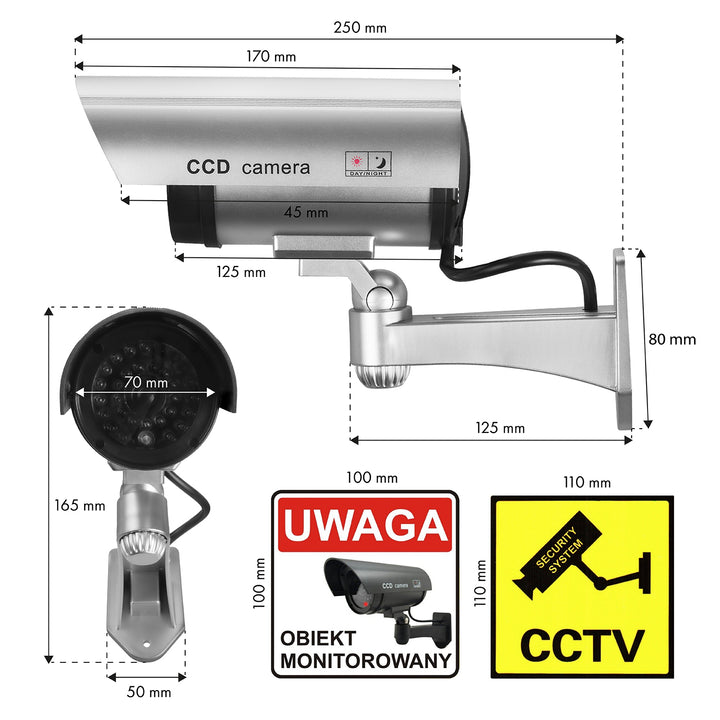 Dummy camera with flashing LED IR1100 S IR external + 2x AA battery Varta Industrial