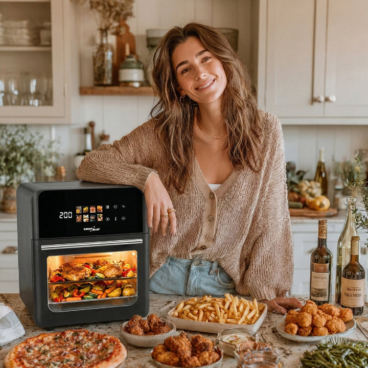 GreenBlue AIR FRYER Oil-Free Air Fryer, 1800W, 10L capacity, 8 programs, accessories, timer, GB950