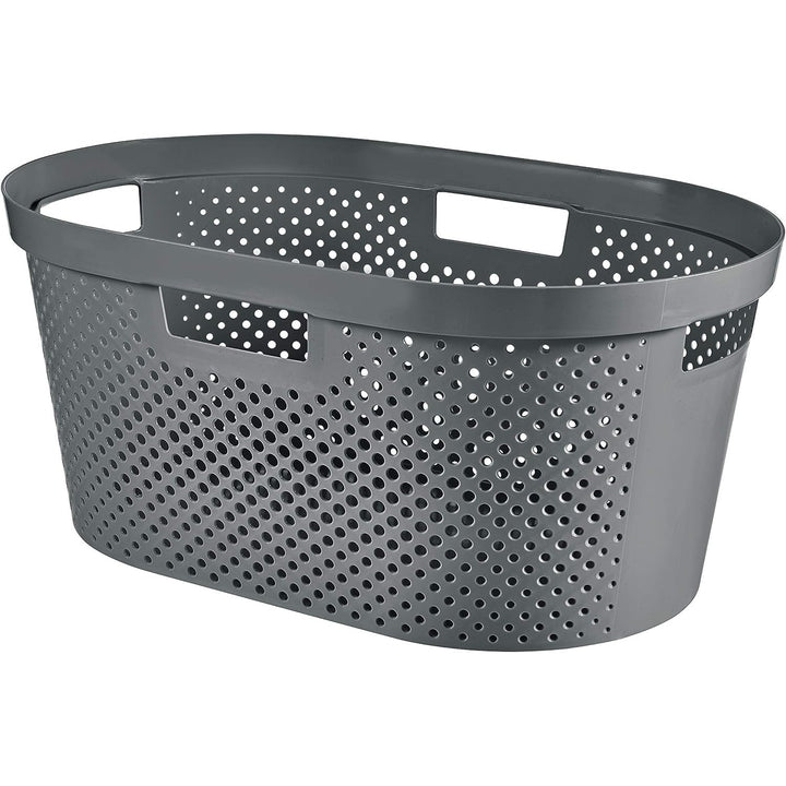 Curver Infinity Recycled mangle / laundry basket, Capacity 40L, Dark Grey, 100% recycled, 245675 + Curver Infinity Recycled 60L laundry basket