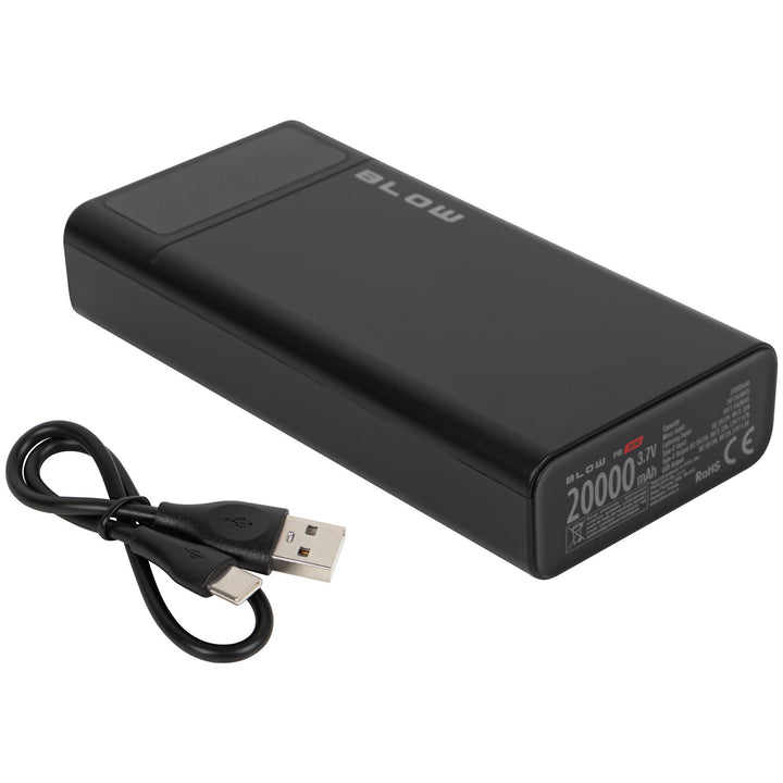 20,000 mAh PB20E Power Bank with QC+PD 20W and Lightning Connector, Black, by Blow