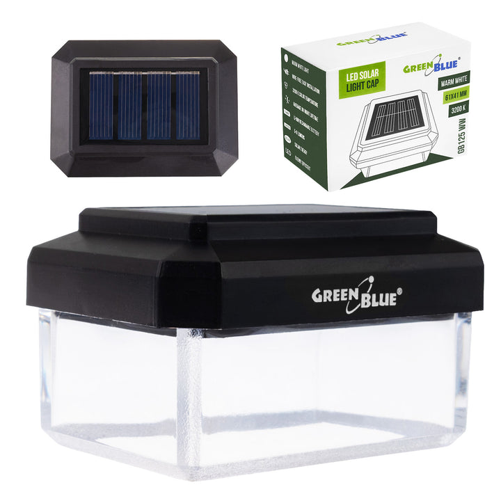 GreenBlue Solar LED Pole Light, 60x40mm, Envelope-shaped Canopy, 3200K, GB125 WW