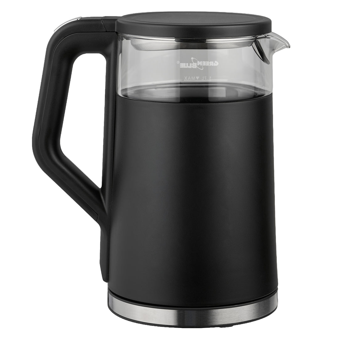 GreenBlue Cordless Electric Kettle, 1.7 L capacity, glass water tank, easy-to-read display, temperature selection, 2200 W, GB670 B