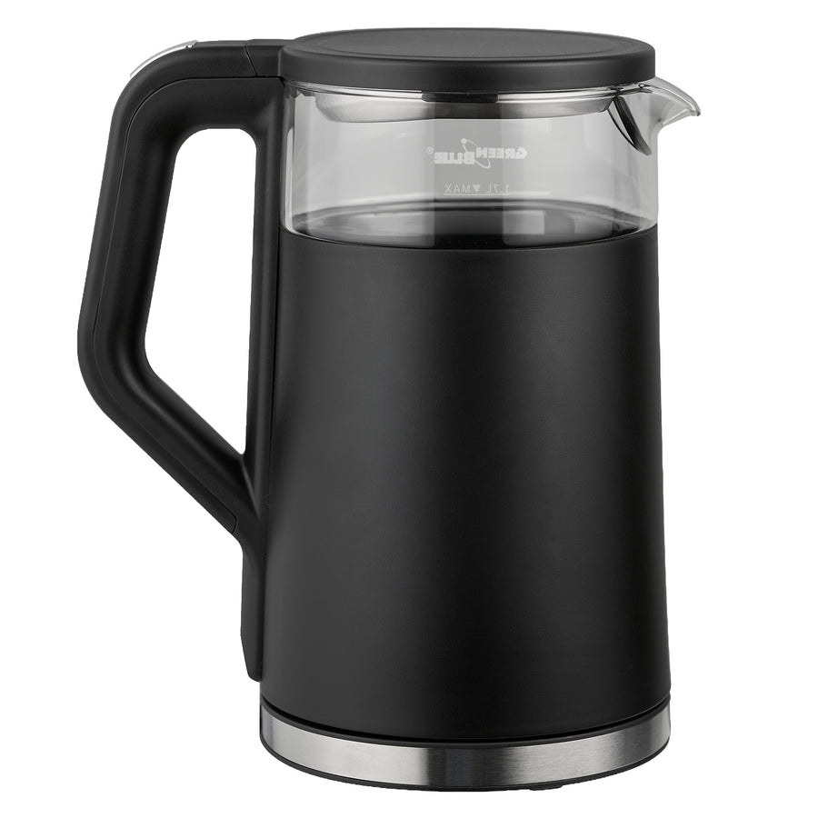 GreenBlue Cordless Electric Kettle, 1.7 L capacity, glass water tank, easy-to-read display, temperature selection, 2200 W, GB670 B
