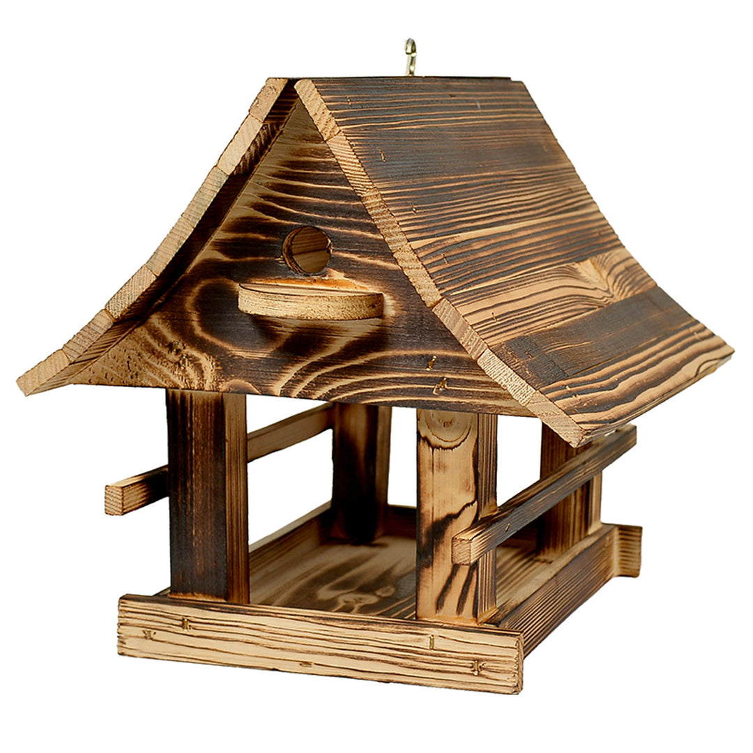Woodok bird feeder, wooden, tan, hanging hook + bird seed 1kg.
