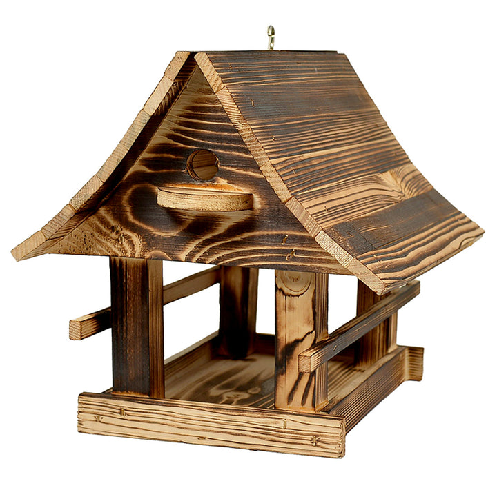 Woodok bird feeder, wooden, tan, hanging hook + bird seed 1kg.